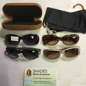 Joy Mangano Women's Bifocal Sunglasses. 4 pair with case. New. 3.5